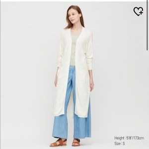 Uniqlo White Long Cardigan
